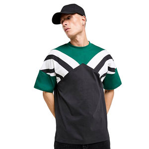 Mens Green Black <b>White</b> Striped Crew Neck Oversized T-Shirt Loose Fit Streetwear <b>Tee</b> Custom Logo OEM ODM Wholesale - Product Image 1