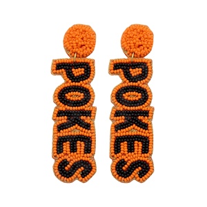 Handmade Collegiate <b>Red</b> and Black Seed Bead <b>Drop</b> <b>Earrings</b> Statement Jewelry for Game Day and Tailgating for University Fans - Product Image 4