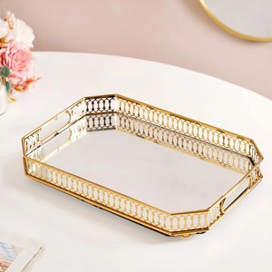 Stylish Metal Serving Tray Trendy Decorative Iron Tray for Coffee <b>Table</b> <b>Kitchen</b> Serving and Home Decor Minimalist Metal Tray - Product Image 1