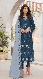 Salwar Kameez moderne semi-cousu en faux georgette brodé pour mariage et Diwali - Product Image 3