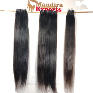 Vendeur en gros 100% cuticules alignées vierge brut indien longue vison droite Machine Double wefted faisceaux Extensions de cheveux humains - Product Image 4