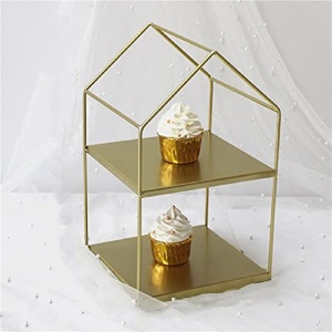 Soporte de 2 niveles para tartas al por mayor, bandejas plegables de metal más resistentes, estante ecológico reutilizable para bodas, cumpleaños, Halloween - Product Image 1