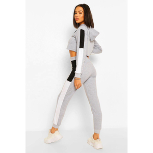 Ensemble sweat-shirt court et jogging pour femme avec logo personnalisé, survêtements pour femme, tenue de sport unie pour femme - Product Image 6