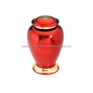 Urnes de crémation pour adultes en laiton classiques de haute qualité et de qualité supérieure avec des urnes funéraires en métal fini de couleur rouge or pour les cendres humaines - Product Image 1
