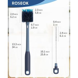 Confezione da 1 spazzola per pulire bottiglie 2 in 1 con comoda impugnatura lunga per la pulizia di bottiglie sportive in vetro, tazze da caffè - Product Image 2
