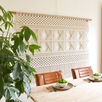 Tapisserie murale bohème en macramé, en bois massif, faite à la main, en coton, élégante, tissée, décoration d'intérieur pour salon, chambre à coucher