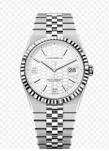 Reloj de Lujo de Acero Inoxidable de Alta Calidad, Tono Plateado, Esfera con Motivo de Panal Blanco, Manecillas Luminosas, Estilo Ejecutivo - Product Image 2