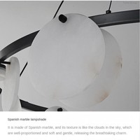 Lustre de table ovale LED dimmable de luxe nordique extra large en cuivre et verre marbré, abat-jour cylindrique, angle de faisceau 45°, pour restaurant