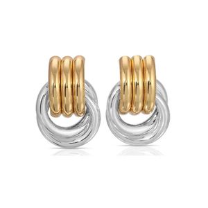 Orecchini a Cerchio Multistrato Placcati Oro alla Moda, Orecchini a Perno in Acciaio Inossidabile per Donna, Stile Trendy - Product Image 3