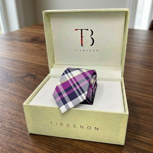 เนคไทลายสก็อตสีม่วงทำจากโพลีเอสเตอร์ |   เนคไททอแบบพรีเมียม เครื่องประดับทางการที่หรูหรา |   ของขวัญงานแต่งงานสำหรับธุรกิจ ดีไซน์คลาสสิกมีสไตล์ - Product Image 2