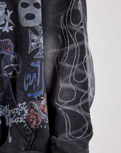 2026 Sweat à capuche zippé pour homme, style streetwear, imprimé DTG avec strass, en molleton bouclette, de créateur, coupe oversize, grammage lourd, motif camouflage - Product Image 6