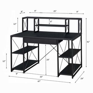 Black One-Drawer Writing <b>Desk</b> with 8 Open Compartment for <b>Computer</b> Use - Product Image 3