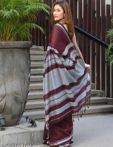 Sari KV pour femme en pur coton tissé à la main, Khadi traditionnel, séchage rapide, pour fêtes d'automne, mariages et Diwali, avec motif en relief - Product Image 2