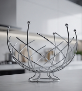 OEM Silver Metal Wire Fruit Storage Basket Curved Rod Ball End Custom Logo Kitchen Bread Bowl Organizer - Product Image 3