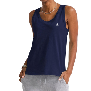 เสื้อกล้ามออกกำลังกายสำหรับผู้หญิง ฤดูร้อน ขายส่ง เนื้อผ้าถักร่อง ระบายอากาศดี สไตล์ลำลอง ความยาวสั้น สีพื้น - Product Image 1