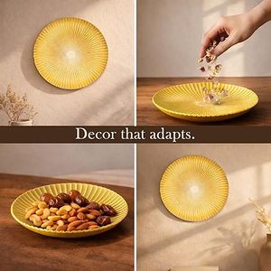 Yellow Circular Rattan <b>Wall</b> Decor <b>Plate</b> Minimalist Abstract Geometric Design Removable Hanging Decorative Accent - Product Image 4