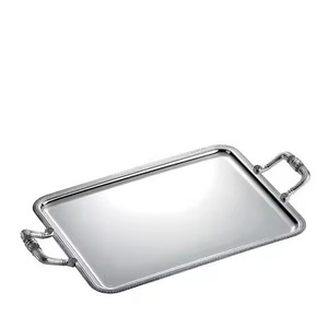 Plateau de service ovale en acier inoxydable le plus vendu avec poignées dorées, finition martelée, style glamour, design durable - Product Image 6