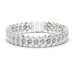 14Kt White <b>Gold</b> Pear Diamond Bracelet 66 Stones 17.582Ct High Jewelry Luxury Couture Statement Bracelet Bridal Party Wear Luxe - Product Image 1