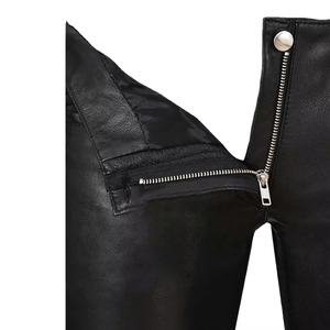 Pantalones de Cuero Genuino de Alta Calidad para Mujer, Pantalones de Piel de Oveja de Color Negro con el Mejor Precio, Pantalones de Cuero de Alta Calidad - Product Image 3