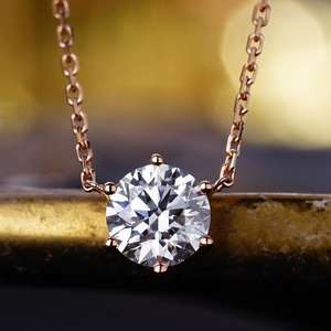 Colgante y Cadena con Diamante Redondo Cultivado en Laboratorio IGI D-E-F en Oro de 14K, Oro Rosa, Oro Blanco y Plata de Ley, Joyería Solitaria - Product Image 1