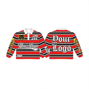 Camiseta de Rugby Personalizada de Alta Calidad, Manga Larga, a Rayas, Estilo Urbano, para Hombre, con Estampado Gráfico Vintage - Product Image 4