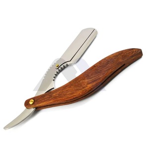 Navaja de Afeitar Profesional para Barbería con Bloqueo Giratorio, Cuchilla Recta Plegable en Negro y Plateado - Product Image 1