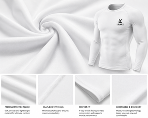 <b>Men</b> White Long Sleeve <b>Compression</b> <b>Shirt</b> Quick Dry Fitness Training Top Moisture Wicking Gym Workout Running Athletic Sportswear - Product Image 5