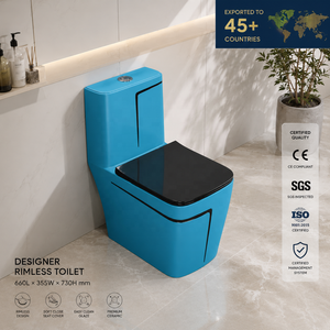 Modern One Piece Ceramic Toilet Square Bowl Dark Blue Design Contemporary Style Floor Mounted Washdown Slow - Product Image 6