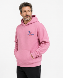 Sweat à capuche rose pour homme, 100% coton, uni, long, hiver, avec poche avant, style décontracté streetwear - Product Image 3