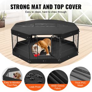 8 pannelli per recinto per cani 24x24, in metallo solido pieghevole, per esercizio animali domestici, XL, da interno/esterno, con porta e borsa portaoggetti per addestramento - Product Image 4