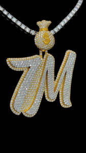 Pendentif glacé 7M pour hommes pendentif sac d'argent personnalisé Hip Hop Bling deux tons plaqué or et argent bijoux en diamant Moissanite - Product Image 3