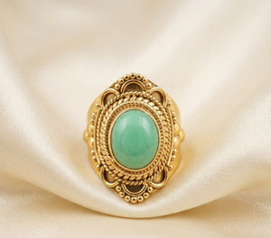 925 Sterling Silver Green Chrysoprase <b>Statement</b> <b>Ring</b> Vintage Boho Handmade Gemstone <b>Ring</b> Women Yellow Gold Rose Gold Plated <b>Ring</b> - Product Image 4
