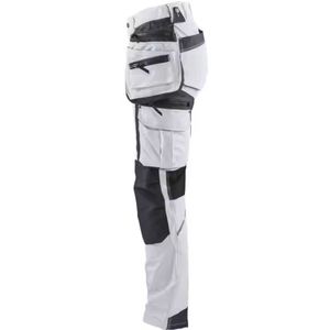 <b>Men's</b> <b>White</b> Work <b>Pants</b> With Multiple Pockets And Knee Pads Breathable Canvas Material Midweight Spring Wear - Product Image 5