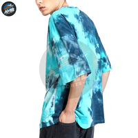 Nouveaux T-shirts pour hommes à manches courtes avec logo personnalisé, tie-dye, 100% coton, 180 grammes, tissu tricoté respirant lavé, haute qualité