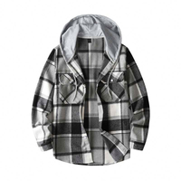 Veste en flanelle à capuche pour homme de haute qualité, coupe-vent, écologique, streetwear, épaisseur standard, fermeture éclair décontractée, motif à carreaux