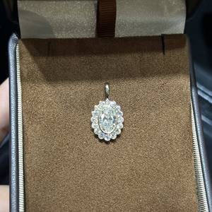Custom IGI Certified Oval Cut Lab Grown Diamond Halo Pendant 18K 14K Yellow Gold Classic Solitaire Charm <b>Necklace</b> for Unisex - Product Image 4