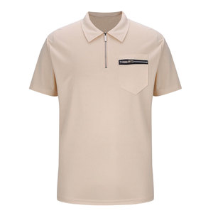 Camiseta Polo de Golf para Hombre, Deportiva, con Cierre de Cremallera de un Cuarto, Tejido Básico de Mezcla de Algodón, Manga Corta, Diseño Moderno - Product Image 1