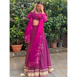 <b>Charming</b> Purple Leheriya Printed Georgette Festival Wear Lehenga Choli for Wedding Apparel - Product Image 3