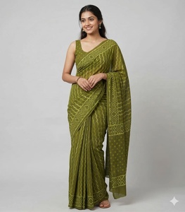 Saris traditionnels en coton indien pour les occasions de fête et de mariage ODM - Product Image 1