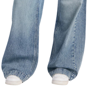 Muqeet Ghazal Womens Light Blue Washed Denim Cargo Jogger Pants Wide Leg Loose Fit High Elastic Waist Drawstring Breathable - Product Image 5