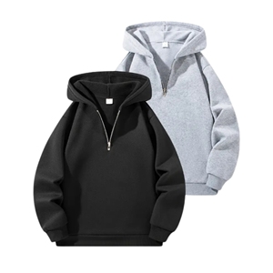 Sweat à capuche pour homme en polaire épaisse 100% polyester 230g de haute qualité Style décontracté d'hiver Teint uni avec col à capuche et poche - Product Image 1