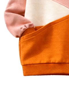 Sudadera de Forro Polar Personalizada en Bloques de Color Rosa y Naranja para Mujer, Mezcla de Algodón, Cuello Redondo, Informal, para Invierno, OEM Personalizado - Product Image 6