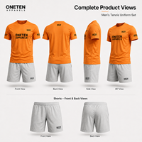 Ensemble uniforme de tennis d'été pour hommes : T-shirt de performance et short athlétique, impression sérigraphiée personnalisée, fournisseur OEM