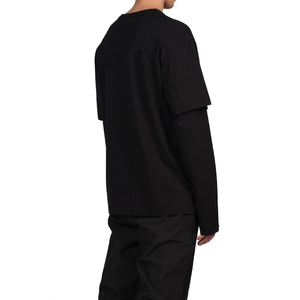 เสื้อยืดแขนยาวทรงบ็อกซี่ผู้ชาย สไตล์สตรีทแวร์วินเทจ ฮิปฮอป ผ้าฝ้ายหลวมๆ ขาดๆ แบบสองชั้น - Product Image 2