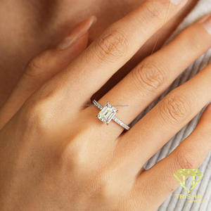 <b>Emerald</b> Cut Moissanite Diamond <b>Ring</b> 925 Sterling <b>Silver</b> Classic Solitaire Engagement Wedding Jewelry For Women - Product Image 3