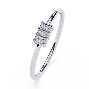 Anillos Apilables Clásicos y Sencillos de Oro Sólido de 14K con Diamantes Cultivados en Laboratorio CVD HPHT de Corte Baguette para Uso Diario - Product Image 6