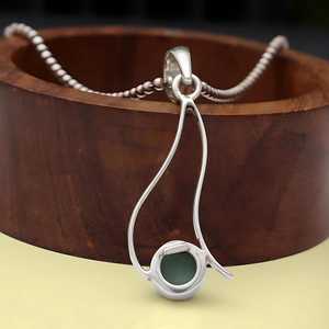 Pendentif élégant fait main en argent sterling avec perles d'Unakite, bijou unique en pierre précieuse, NIKHIL GEMS, vintage, pour fiançailles, troisième anniversaire - Product Image 4