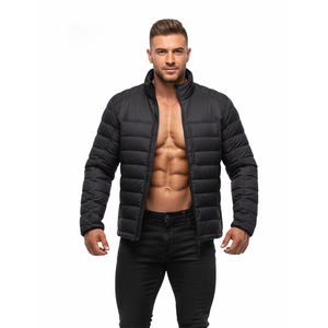 Chaqueta acolchada ligera para hombre, cálida para invierno, con cierre de cremallera, cuello alto, resistente al agua, informal, para exteriores. - Product Image 5