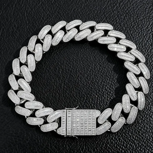 Chaîne cubaine Hip Hop en argent 925 de 20 mm, sertie de pierres, livraison rapide, design unique, personnalisable, certificat GRA, colliers en moissanite - Product Image 4