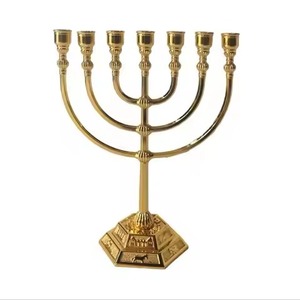 Contemporary Design Metal 7 Arms Menorah Candle Holder Decorative <b>Candelabra</b> Interior Accent - Product Image 4